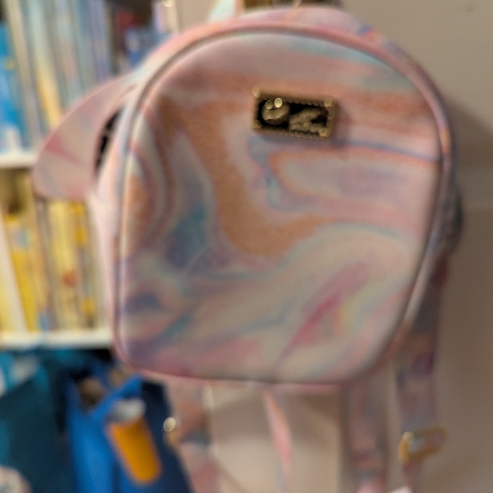 Pink Swirl Mini Backpack with Metallic Finish